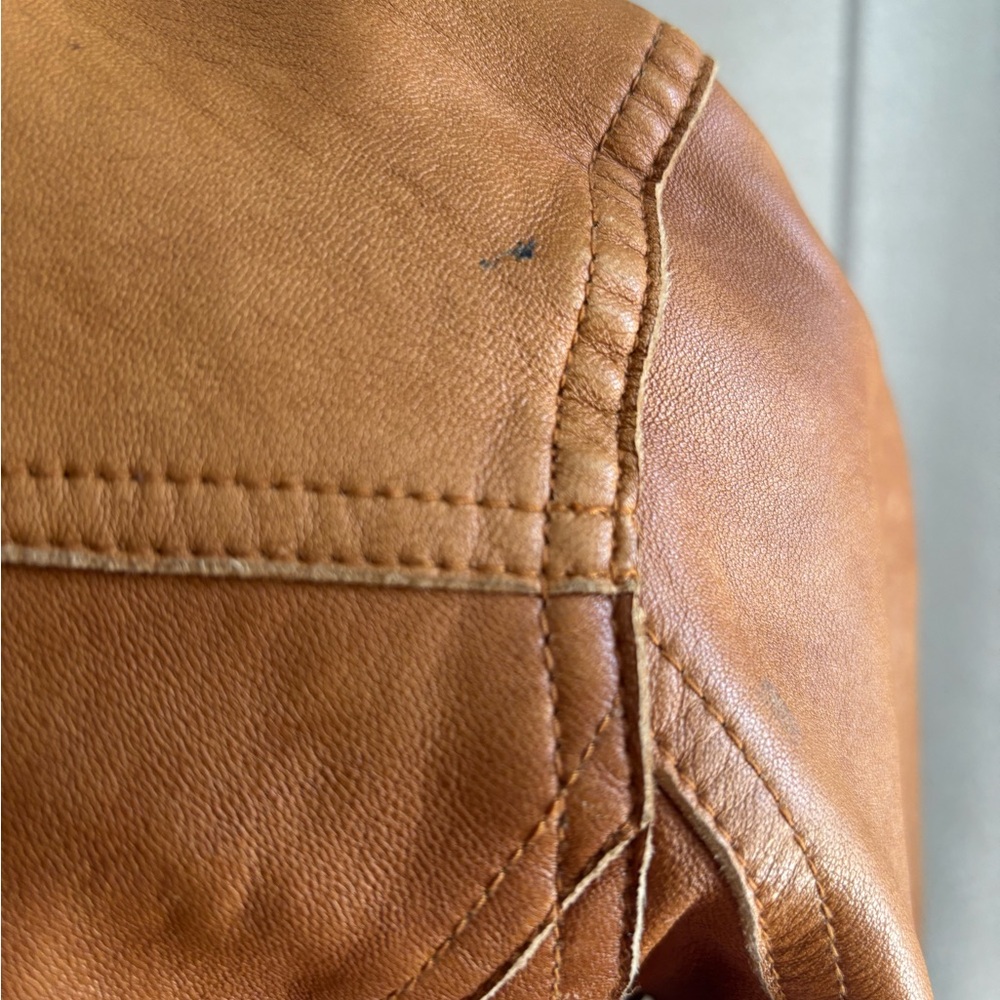 Old Navy Brown Leather Tie-Front Jacket - Picture 4 of 12